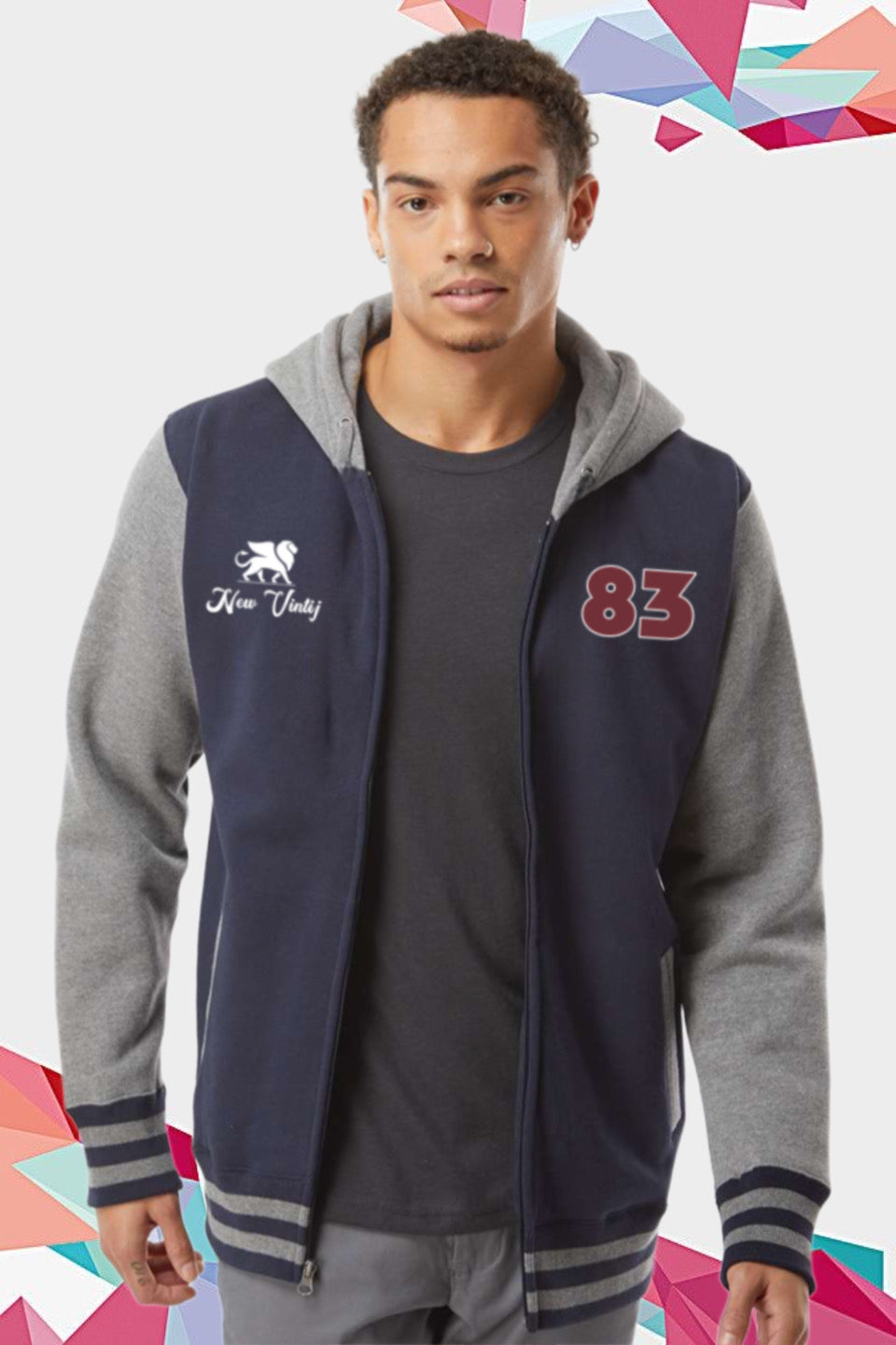 VARSITY ZIP HOOD- logo icon/83