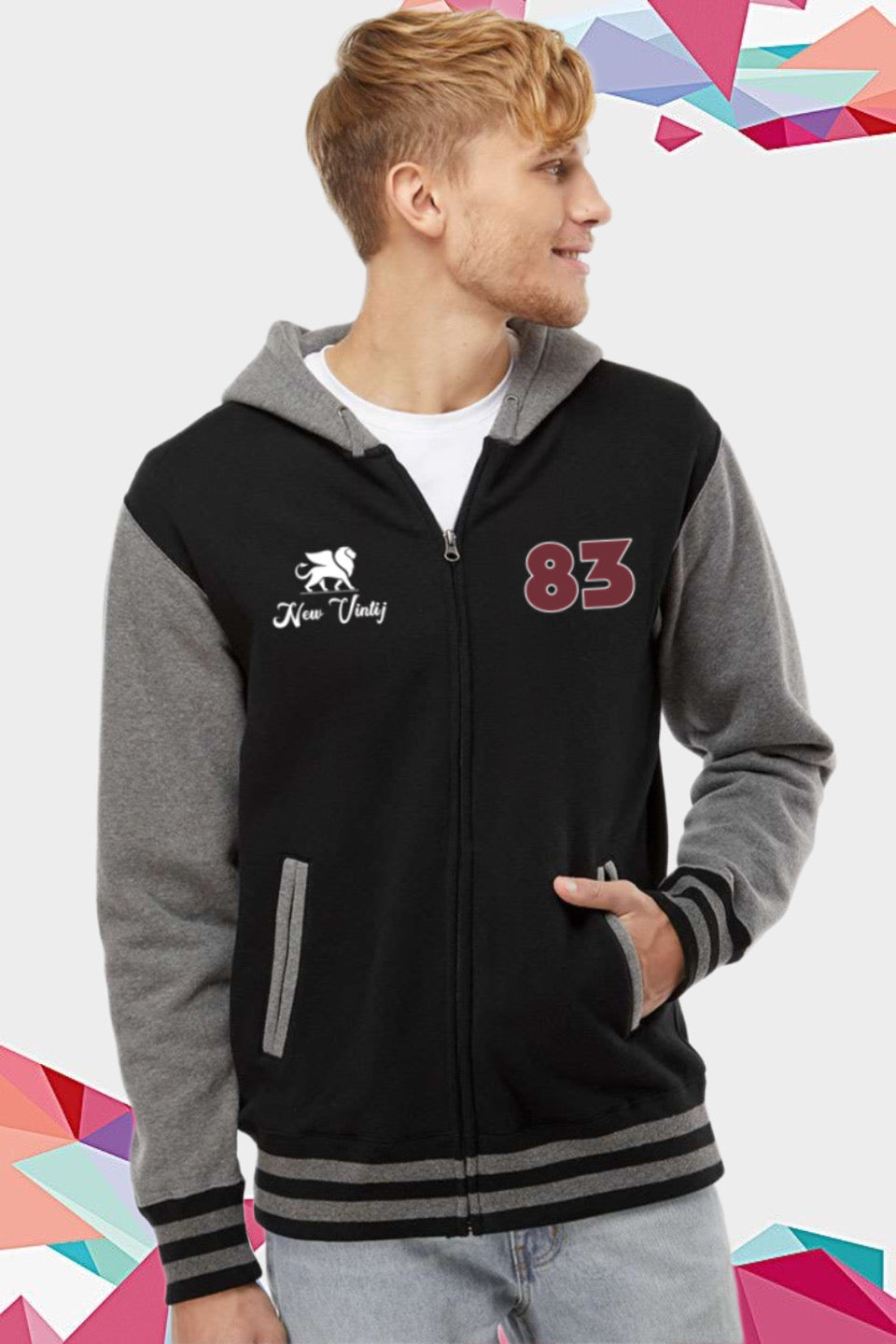 VARSITY ZIP HOOD- logo icon/83